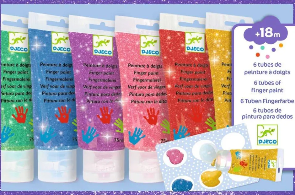 6 Tubes De Peinture À Doigts Pailletées^Djeco New
