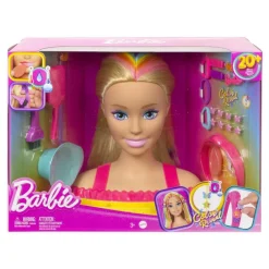 Barbie Ultra chevelure - Tête à coiffer blonde mèches arc-en-ciel^Mattel Hot