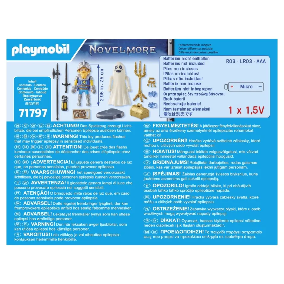 Chevalier et fantôme effets lumineux multicolores Starter Pack PLAYMOBIL Novelmore 71797^Varta Online