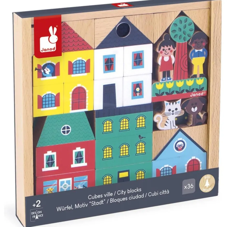 Cubes bloc décor thème villes - Cross Roads^Janod Sale