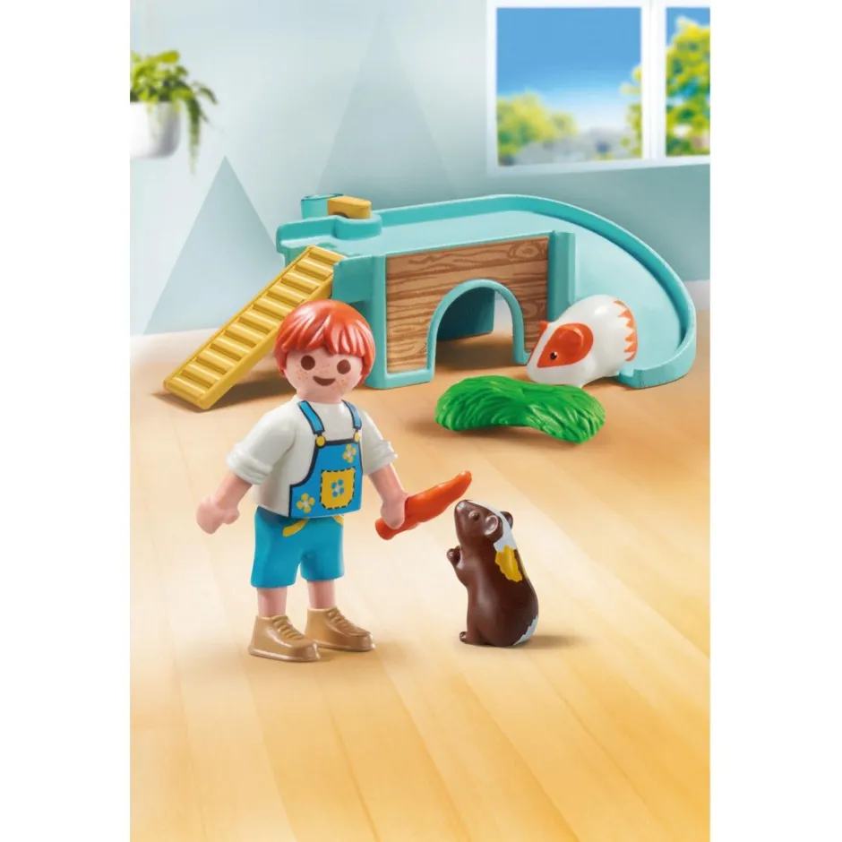 Enfant avec 2 cochons d'Inde et accessoires My Life 71746^Playmobil