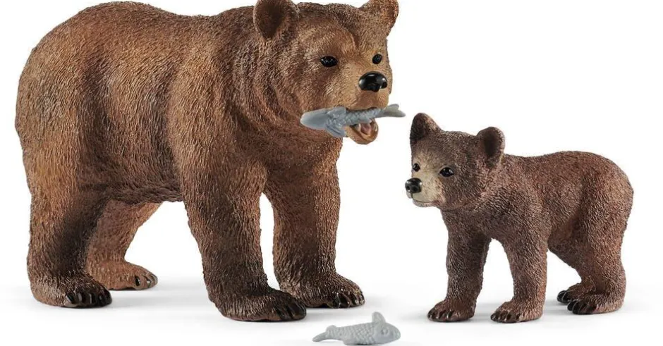 Figurines Maman Grizzly Avec Ourson - Détails^Schleich New