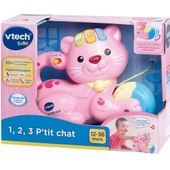 Jouet à tirer - 1,2,3 P'tit chat rose^Varta New