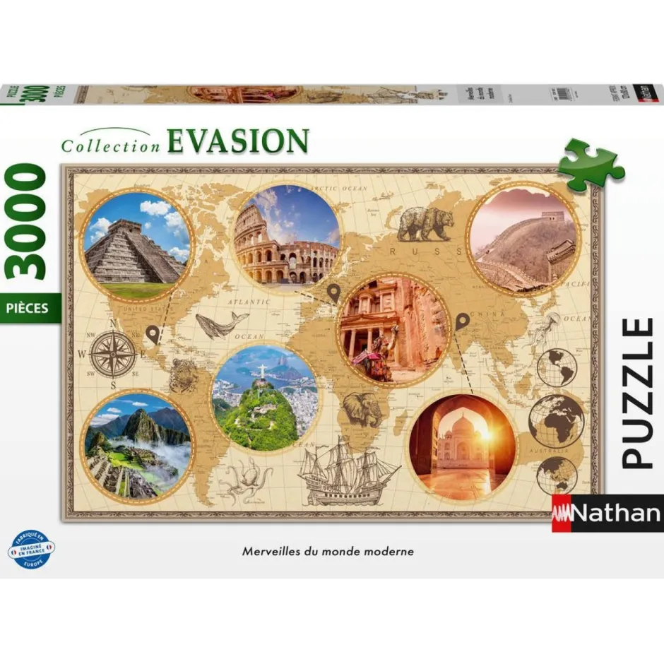 Puzzle 3000 pièces Merveilles du monde moderne - Collection évasion^Nathan Online