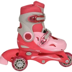 Rollers évolutifs 3 roues rose taille 30-33^Moov'ngo Discount
