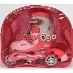 Rollers évolutifs 3 roues rose taille 30-33^Moov'ngo Discount